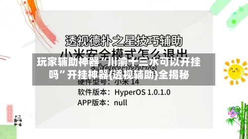 玩家辅助神器“川渝十三水可以开挂吗”开挂神器{透视辅助}全揭秘