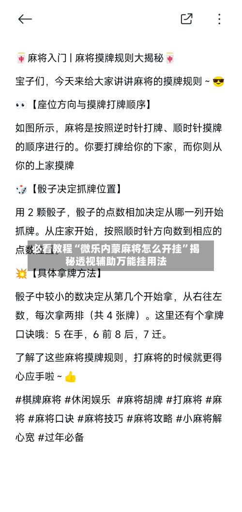必看教程“微乐内蒙麻将怎么开挂	”揭秘透视辅助万能挂用法-第2张图片