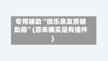 专用辅助“微乐亲友房辅助器”(原来确实是有插件)-第2张图片