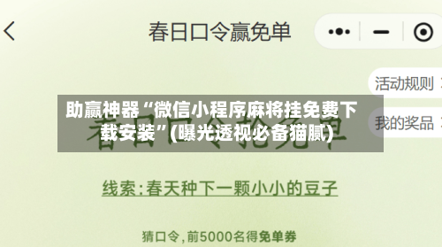 助赢神器“微信小程序麻将挂免费下载安装”(曝光透视必备猫腻)-第2张图片