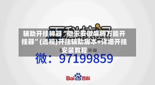 辅助开挂神器“微乐安徽麻将万能开挂器”(透视)开挂辅助脚本+详细开挂安装教程-第3张图片