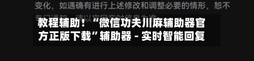 教程辅助！“微信功夫川麻辅助器官方正版下载”辅助器 - 实时智能回复-第3张图片
