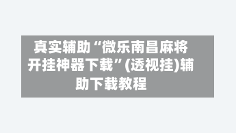 真实辅助“微乐南昌麻将开挂神器下载”(透视挂)辅助下载教程-第2张图片