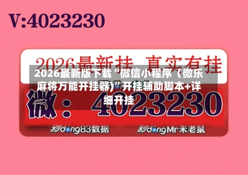 2026最新版下载“微信小程序（微乐麻将万能开挂器)	”开挂辅助脚本+详细开挂-第2张图片