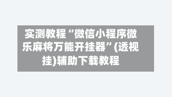 实测教程“微信小程序微乐麻将万能开挂器”(透视挂)辅助下载教程-第3张图片