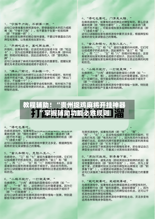教程辅助！“贵州捉鸡麻将开挂神器”掌握辅助功能必胜规则-第3张图片