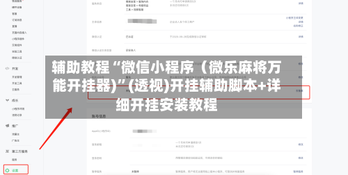辅助教程“微信小程序（微乐麻将万能开挂器)	”(透视)开挂辅助脚本+详细开挂安装教程-第2张图片