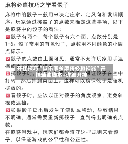 开挂技巧“微乐家乡麻将必赢神器”开挂辅助脚本+详细开挂-第3张图片