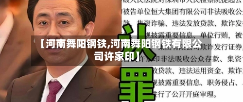【河南舞阳钢铁,河南舞阳钢铁有限公司许家印】