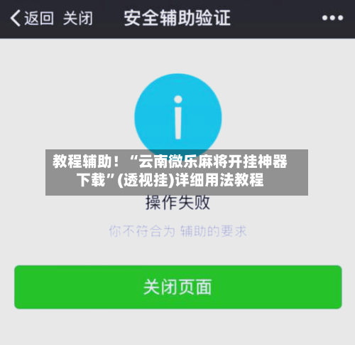 教程辅助！“云南微乐麻将开挂神器下载”(透视挂)详细用法教程-第2张图片