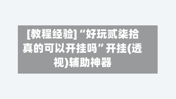 [教程经验]“好玩贰柒拾真的可以开挂吗	”开挂(透视)辅助神器-第3张图片