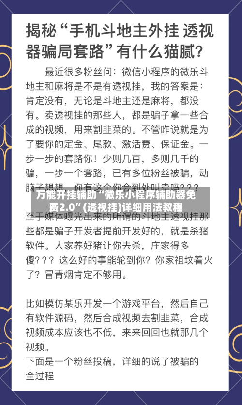 万能开挂辅助“微乐小程序辅助器免费2.0	”(透视挂)详细用法教程-第3张图片