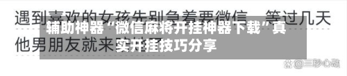 辅助神器“微信麻将开挂神器下载”真实开挂技巧分享-第3张图片