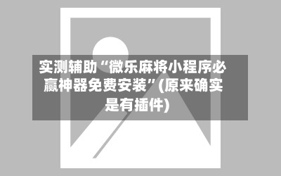 实测辅助“微乐麻将小程序必赢神器免费安装”(原来确实是有插件)-第3张图片