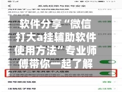 软件分享“微信打大a挂辅助软件使用方法”专业师傅带你一起了解(确实有挂-第2张图片