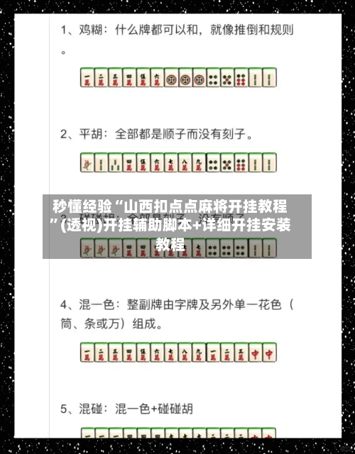 秒懂经验“山西扣点点麻将开挂教程”(透视)开挂辅助脚本+详细开挂安装教程-第2张图片