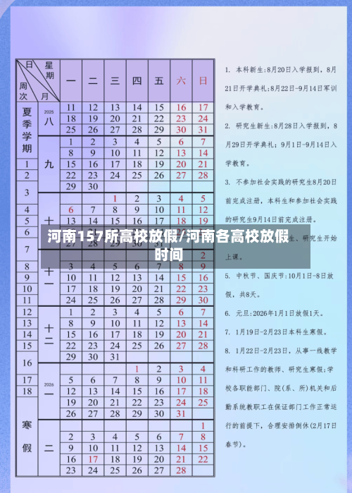 河南157所高校放假/河南各高校放假时间