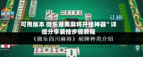 可用版本 微乐湖南麻将开挂神器”详细分享装挂步骤教程-第2张图片