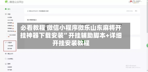 必看教程 微信小程序微乐山东麻将开挂神器下载安装	”开挂辅助脚本+详细开挂安装教程-第2张图片