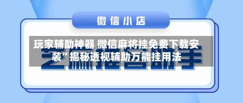 玩家辅助神器 微信麻将挂免费下载安装”揭秘透视辅助万能挂用法-第2张图片