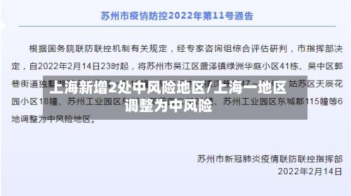 上海新增2处中风险地区/上海一地区调整为中风险
