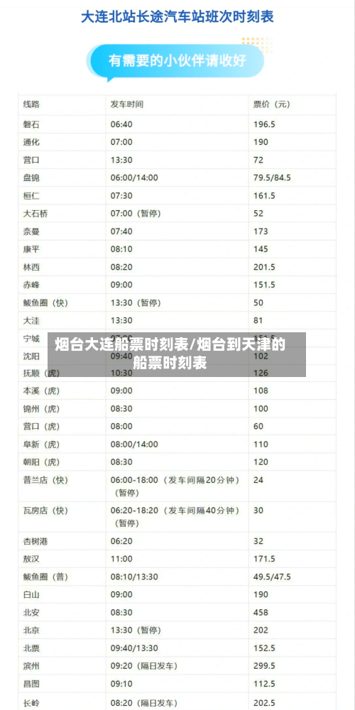 烟台大连船票时刻表/烟台到天津的船票时刻表-第2张图片