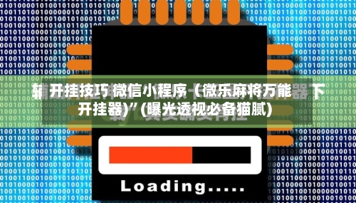开挂技巧 微信小程序（微乐麻将万能开挂器)”(曝光透视必备猫腻)