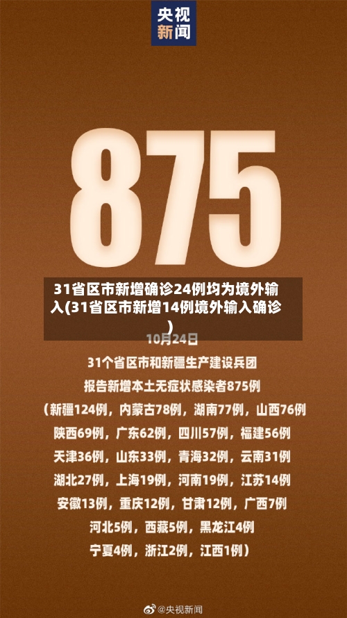 31省区市新增确诊24例均为境外输入(31省区市新增14例境外输入确诊)