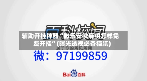 辅助开挂神器“微乐安徽麻将怎样免费开挂”(曝光透视必备猫腻)-第2张图片