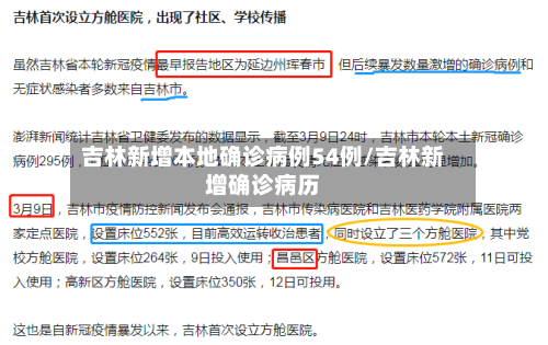 吉林新增本地确诊病例54例/吉林新增确诊病历