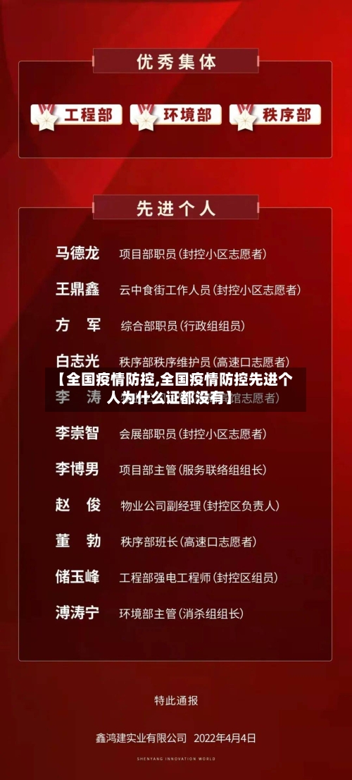 【全国疫情防控,全国疫情防控先进个人为什么证都没有】