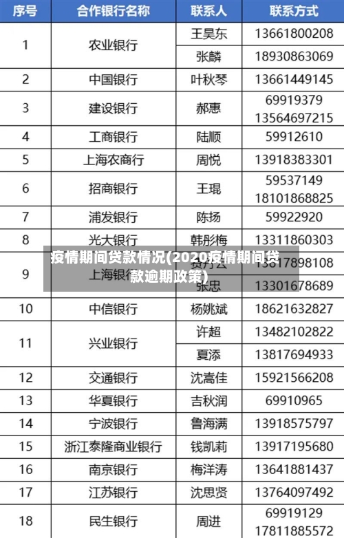 疫情期间贷款情况(2020疫情期间贷款逾期政策)-第2张图片