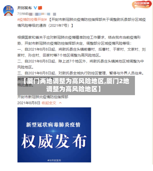 【厦门两地调整为高风险地区,厦门2地调整为高风险地区】-第2张图片