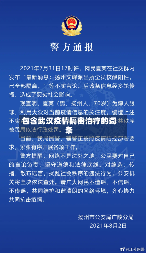 包含武汉疫情隔离治疗的词条