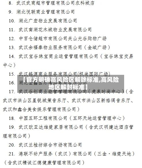 【官方明确高风险区解除标准,高风险地区解封标准】