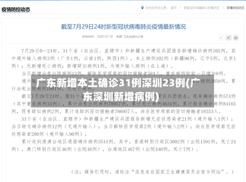 广东新增本土确诊31例深圳23例(广东深圳新增病例)
