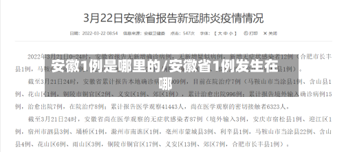 安徽1例是哪里的/安徽省1例发生在哪
