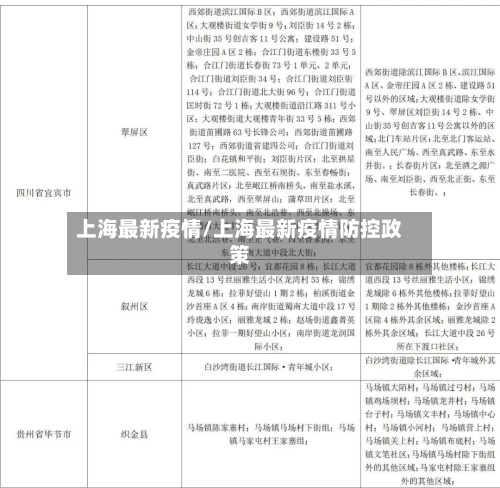 上海最新疫情/上海最新疫情防控政策