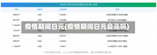疫情期间日元(疫情期间日元会涨吗)