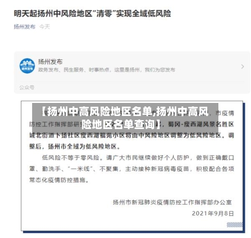 【扬州中高风险地区名单,扬州中高风险地区名单查询】