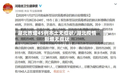 湖北昨增45例本土无症状/湖北疫情新增无症状