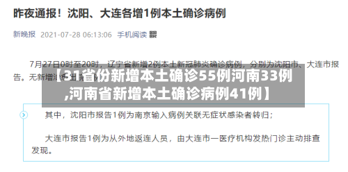 【31省份新增本土确诊55例河南33例,河南省新增本土确诊病例41例】-第3张图片