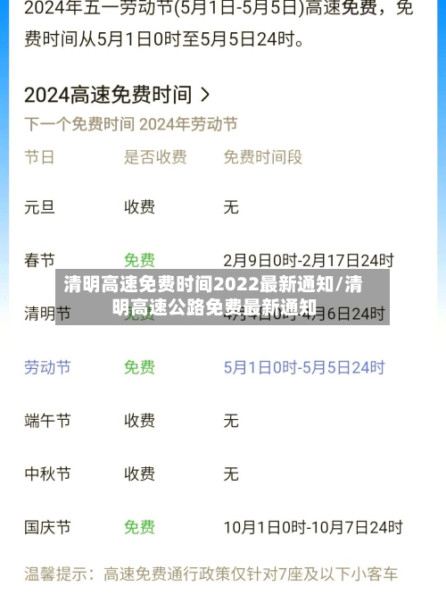 清明高速免费时间2022最新通知/清明高速公路免费最新通知