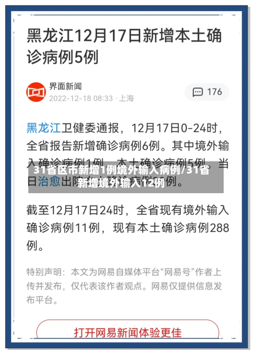 31省区市新增1例境外输入病例/31省新增境外输入12例