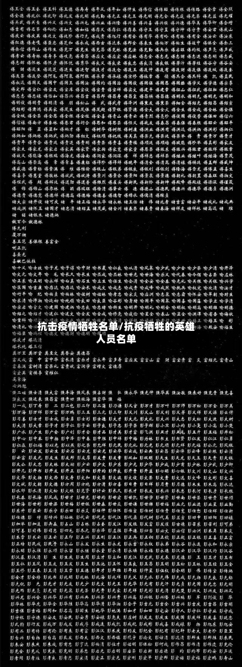 抗击疫情牺牲名单/抗疫牺牲的英雄人员名单