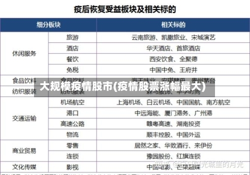 大规模疫情股市(疫情股票涨幅最大)