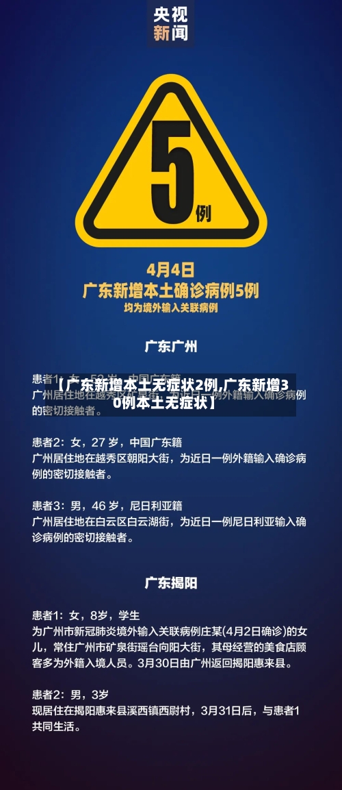 【广东新增本土无症状2例,广东新增30例本土无症状】